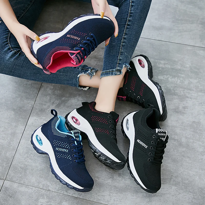 

Women Vulcanized Shoes, Fashion 2021 Casual Sports High Top Plus Size Thick Bottom Mesh Outdoor Walking Air Cushion, Footwear