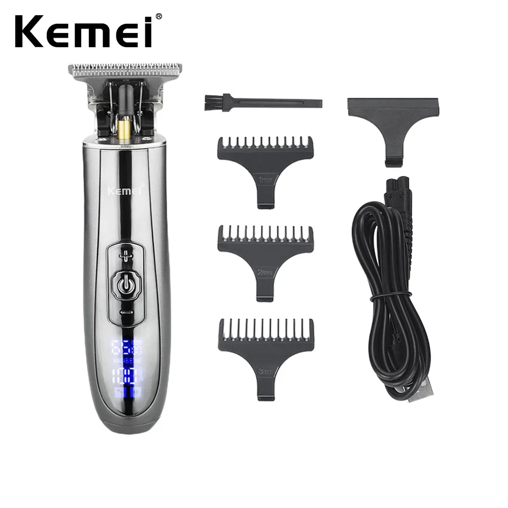Kemei KM-129 скелет беспроводной триммер для волос мужчин ЖК-дисплей инструменты
