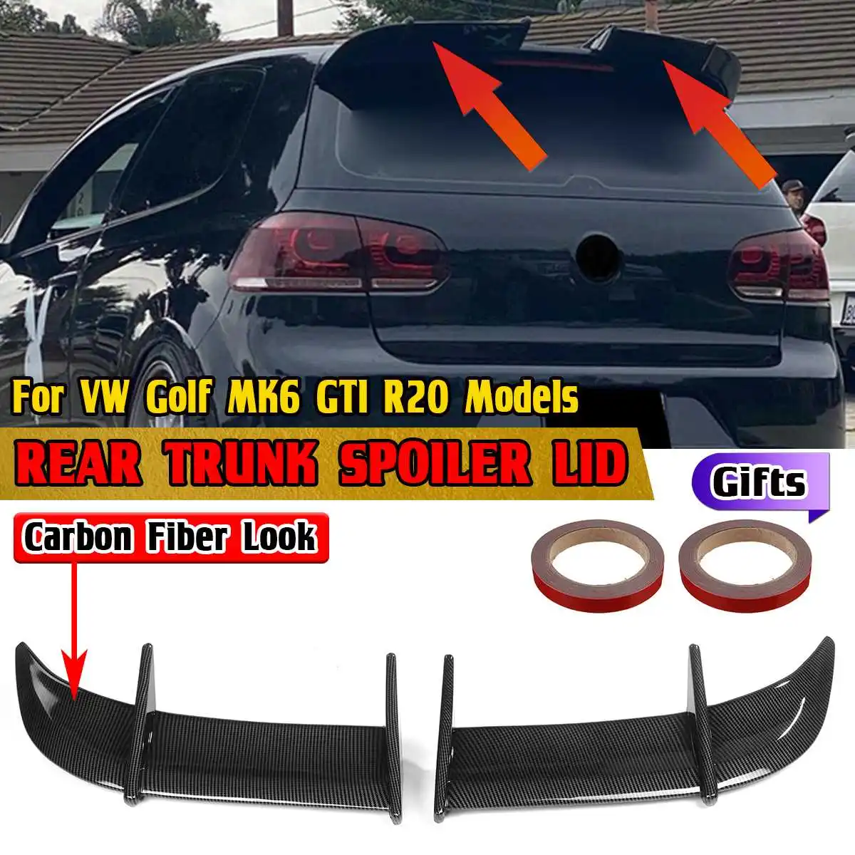 

New R20 Car Rear Trunk Spoiler Lip Boot Wing Lip For VW Golf MK6 GTI R20 Models AK Style Car Rear Roof Lip Wing Spoiler