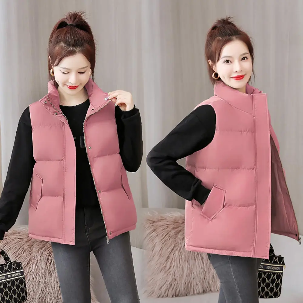 

PinkyIsBlack New Women Winter Warm Vests Coat Sleeveless Down Cotton Padded Waistcoat Female Mandarin Collar Winter Vest Jacket
