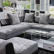 Gray Sofa Towel Four seasons sofa cover Anti-skid leather European Style Plush towel sofa cover Modern Slipcover Can Custom
