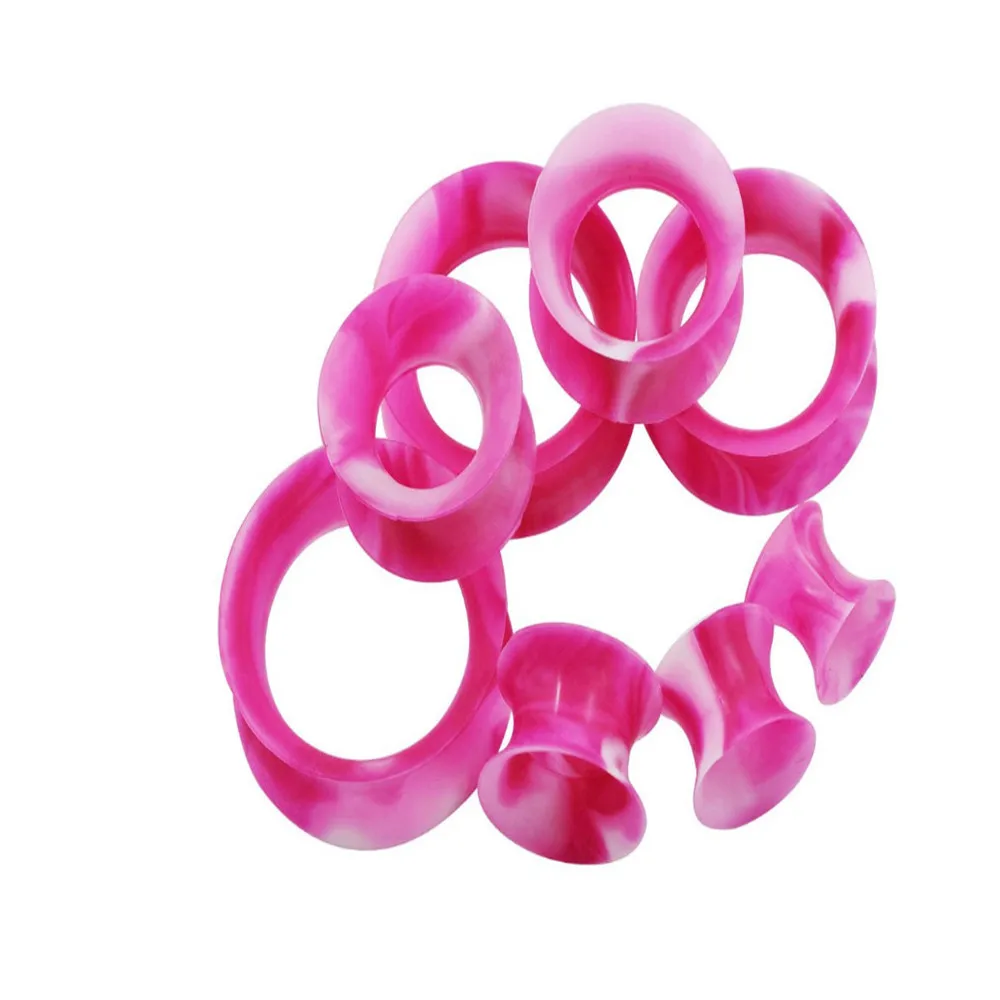 Pink 2 шт./лот силиконовые ушные растяжки пробки и туннели 3-25 мм силиконовые двойные пробки для пирсинга - Окраска металла: Pink