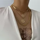 Богемные ожерелья для монет для женщин, модный портрет, многослойная цепочка, колье золотого и серебряного цвета, винтажное ювелирное изделие, богемский воротник 2021