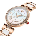 Часы наручные женские с керамическим ремешком, брендовые Роскошные водонепроницаемые кварцевые, цвет розовое золото