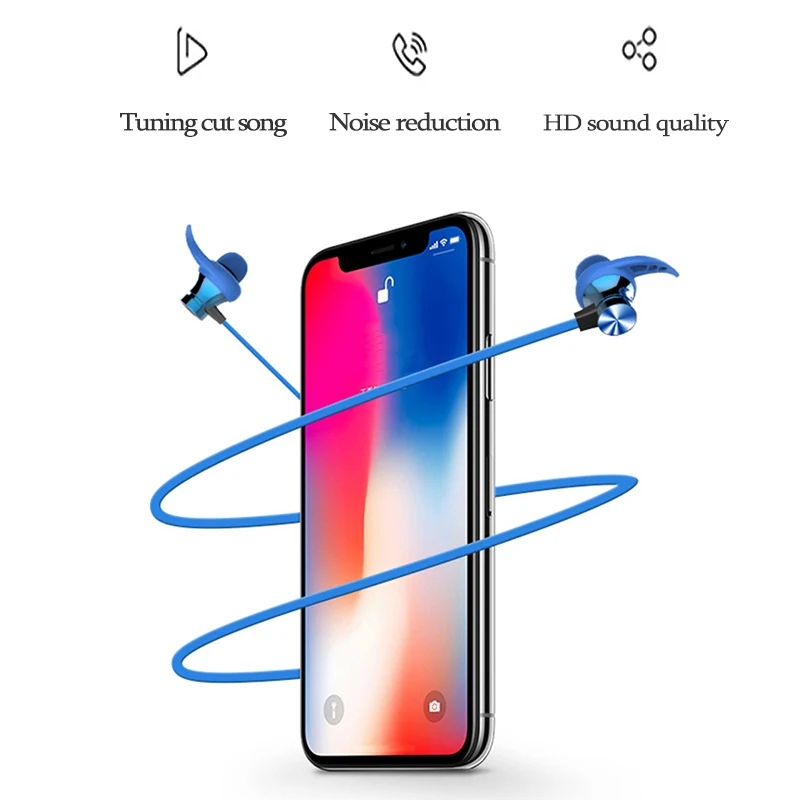 Обновленные спортивные Bluetooth наушники магнитные 3D стерео бас водонепроницаемая