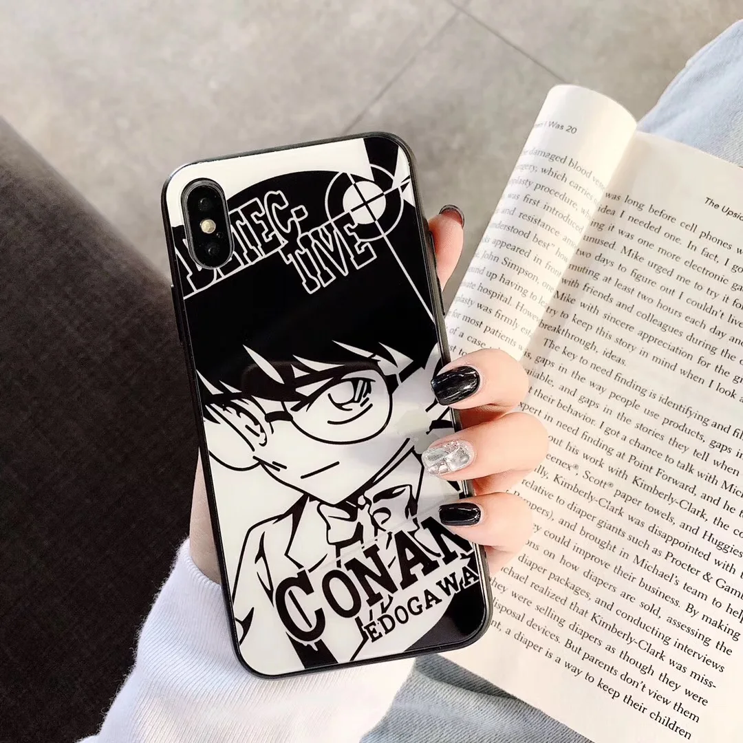 Чехол из закаленного стекла для телефона с изображением детектива Конана