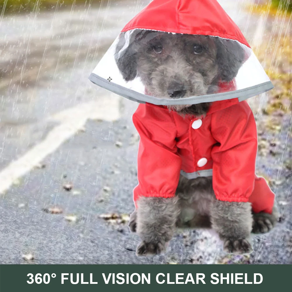 

Pet Dinasour Polyester Raincoat Transparent Sight with Reflective Strips Coated Waterproof Fabric Breathable Raincoat