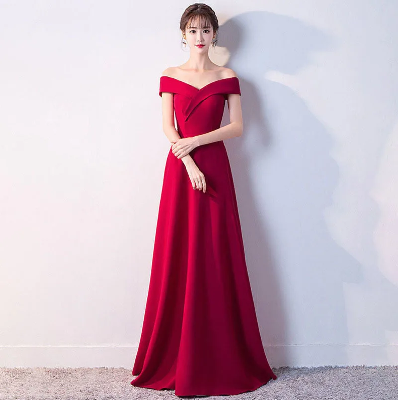 Тост невесты 2020 свадебное красное плечо банкет русалка элегантные длинные