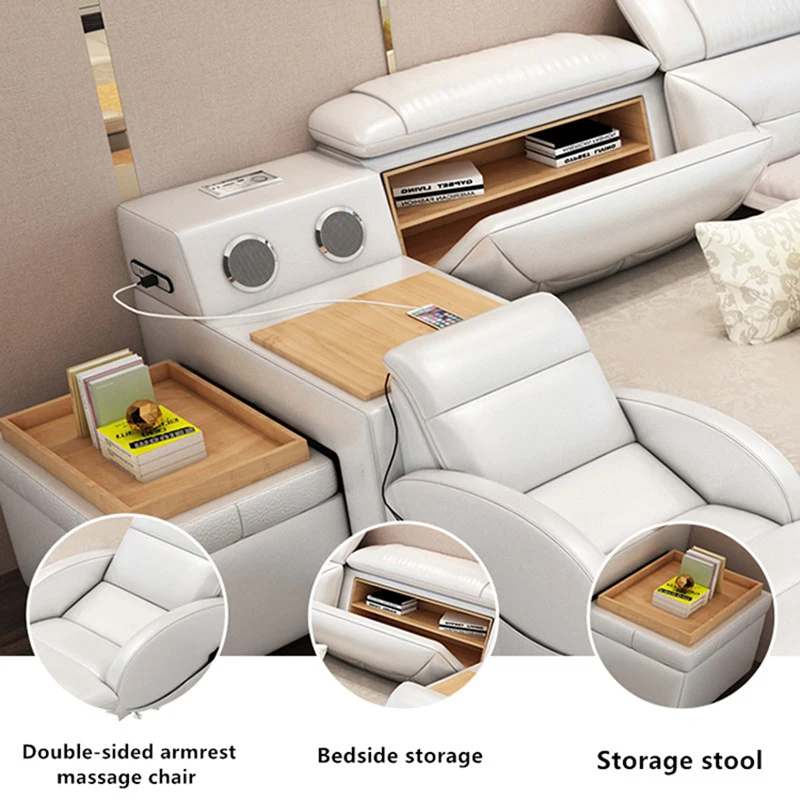 Modern Leather Fabric Bed With Storage Box Function Bedroom Furniture Set Chestrfield Style Multimedia Speaker USB Charger | Мебель