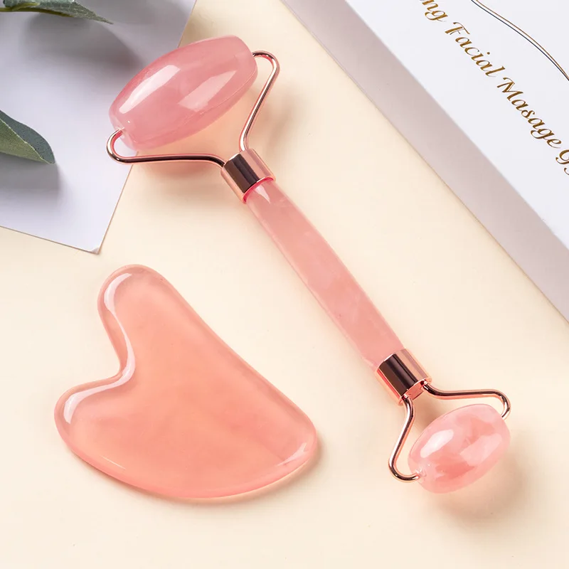 

Полимерный ролик для массажа лица гуаша с двойными головками, Нефритовый камень, подтяжка лица, уход за кожей тела, релаксация лица, инструм...