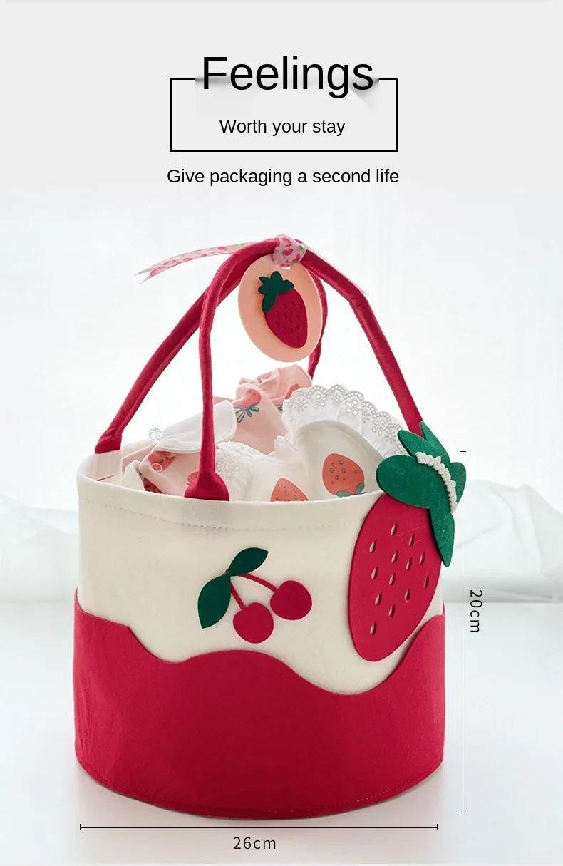 

zq Newborn Baby Supplies Baby Gift Package Newborn Baby Girl Spring Strawberry Print Romper Gift for First Month Celebration
