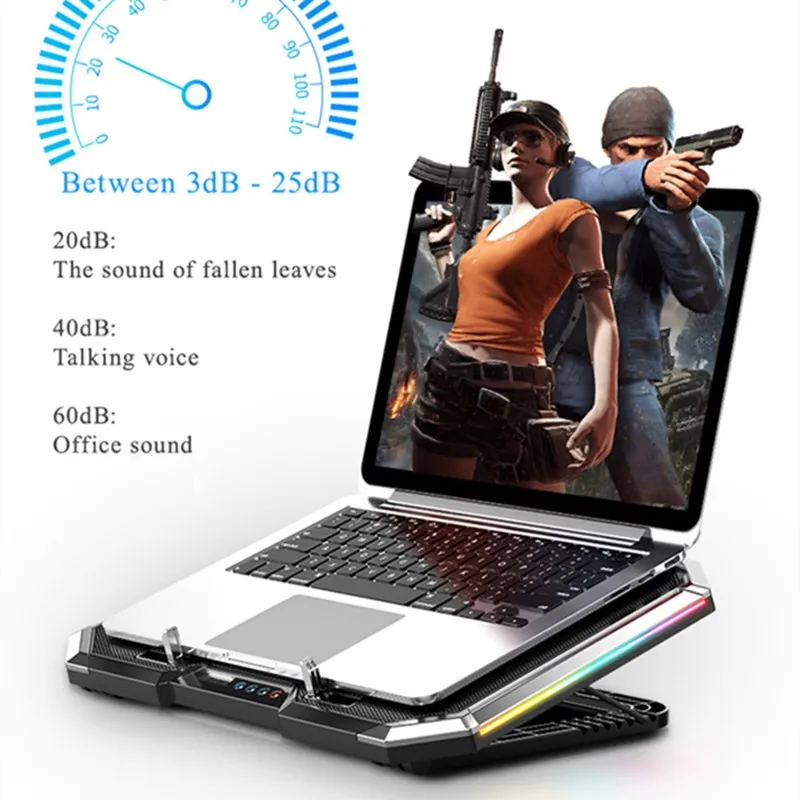 Охлаждающий вентилятор для игрового ноутбука с USB портом 18 дюймов 6 вентиляторов