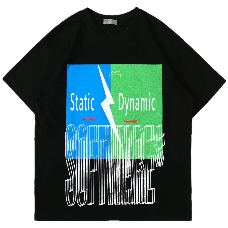

A-COLD-WALL* T-shirts Men Women SOFT STATIC DYNAMIC Print A COLD WALL T-shirt Back Classic Label ACW Tee acw tops