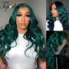 Парики Topodmido зеленые для женщин, перуанские волосы Remy 13x 4, парики из натуральных волос с предварительно выщипанными объемными волнами