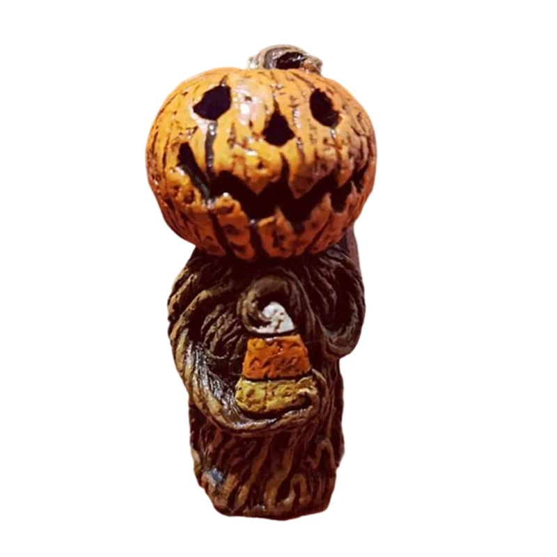 

Halloween Horror Pumpkin Lantern Resin Statues Scary Tree Holding Candy Corn Figures Sculpture Holiday Desktop Ornament Party