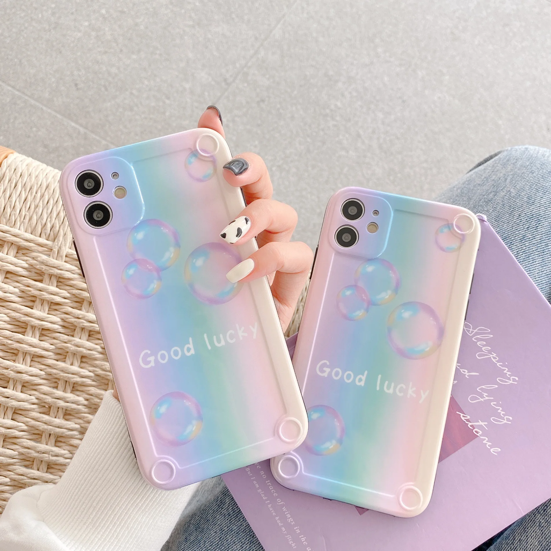 

Kawaii girls bubble balloons japanese Phone case For iPhone 11 Pro Max case Cute cover For iPhone XS XR X 7 8 Plus 7Plus SE Case