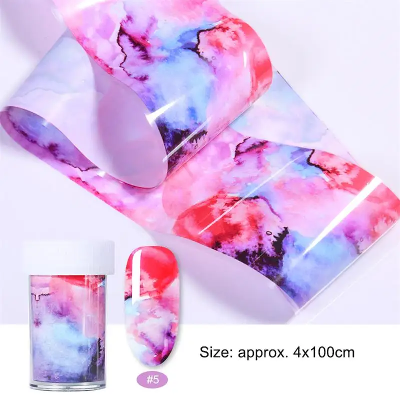 1 Roll-5 4*50 см серия Psychedelic Sky Фольга для ногтей смешанные узоры наклейки для переноса ногтей аксессуары дизайн для украшения ногтей 10 узоров - Цвет: 1 Roll-5