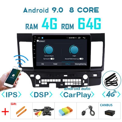 4G64G DSP carplay-C 4G 64G Android 9,0 1280*720P Carplay Авто gps радио для Mitsubishi Lancer-ex 2008- мультимедиа DSP ips экран без DVD плеера - Цвет: 4G64G DSP carplay-C