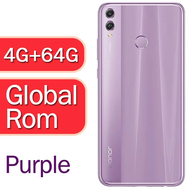 Honor 8X global rom смартфон 6,5 ''полный экран OTA обновление Android 8,1 Восьмиядерный отпечаток пальца - Цвет: 4G 64G purple