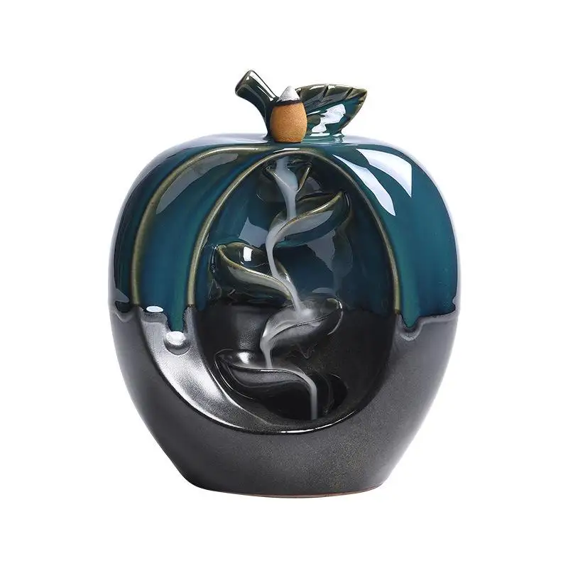 

Lovely Apple Ceramics Backflow Incense Burner Pear Smoke Waterfall Incense Holder Ceramic Censer Holder Mother'S Gift Home Decor