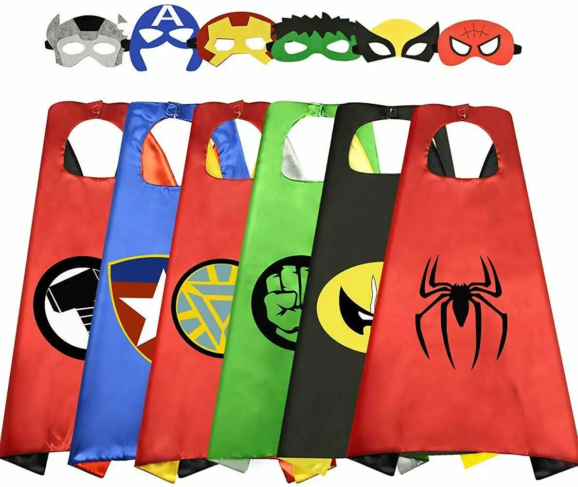 

2020 Superhero Capes with Masks for Kids Birthday Party Supplies Party Favor Halloween Costumes Dress Up Girls Boys Cosplay