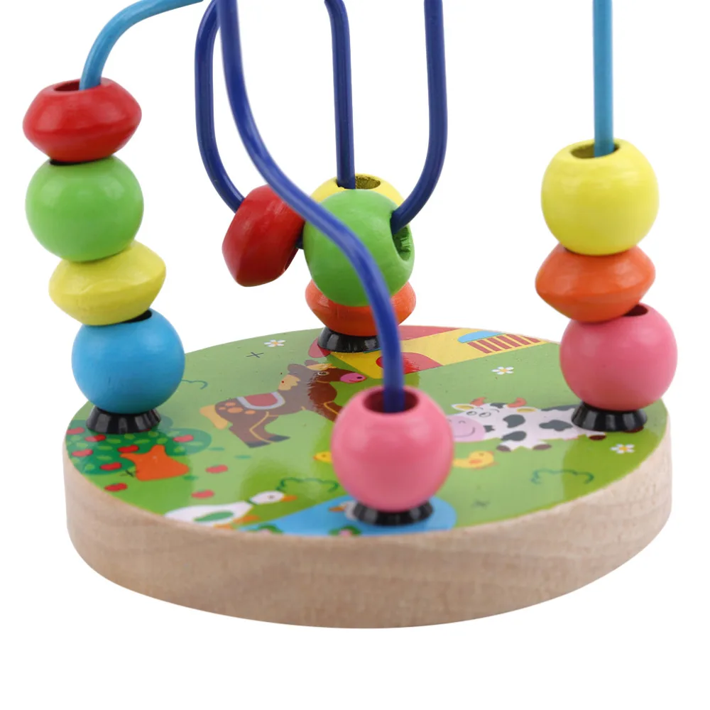 

Wooden Toy Colorful Building Block Wire Roll Maze For Children Learning Education montessori Toys Game Around Beads Kids Toys