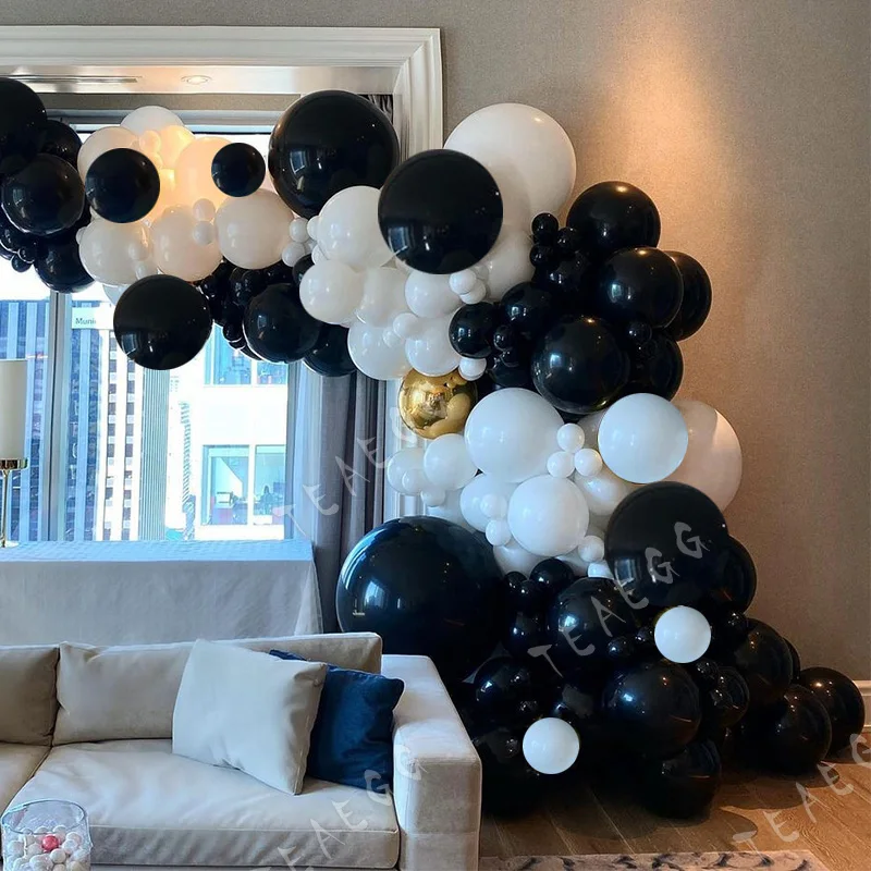 

122Pcs Birthday Party Decoration Balloon Garland Black White Gold Foil Balloons Arch Kit Wedding Anniversary New Year Partydecor