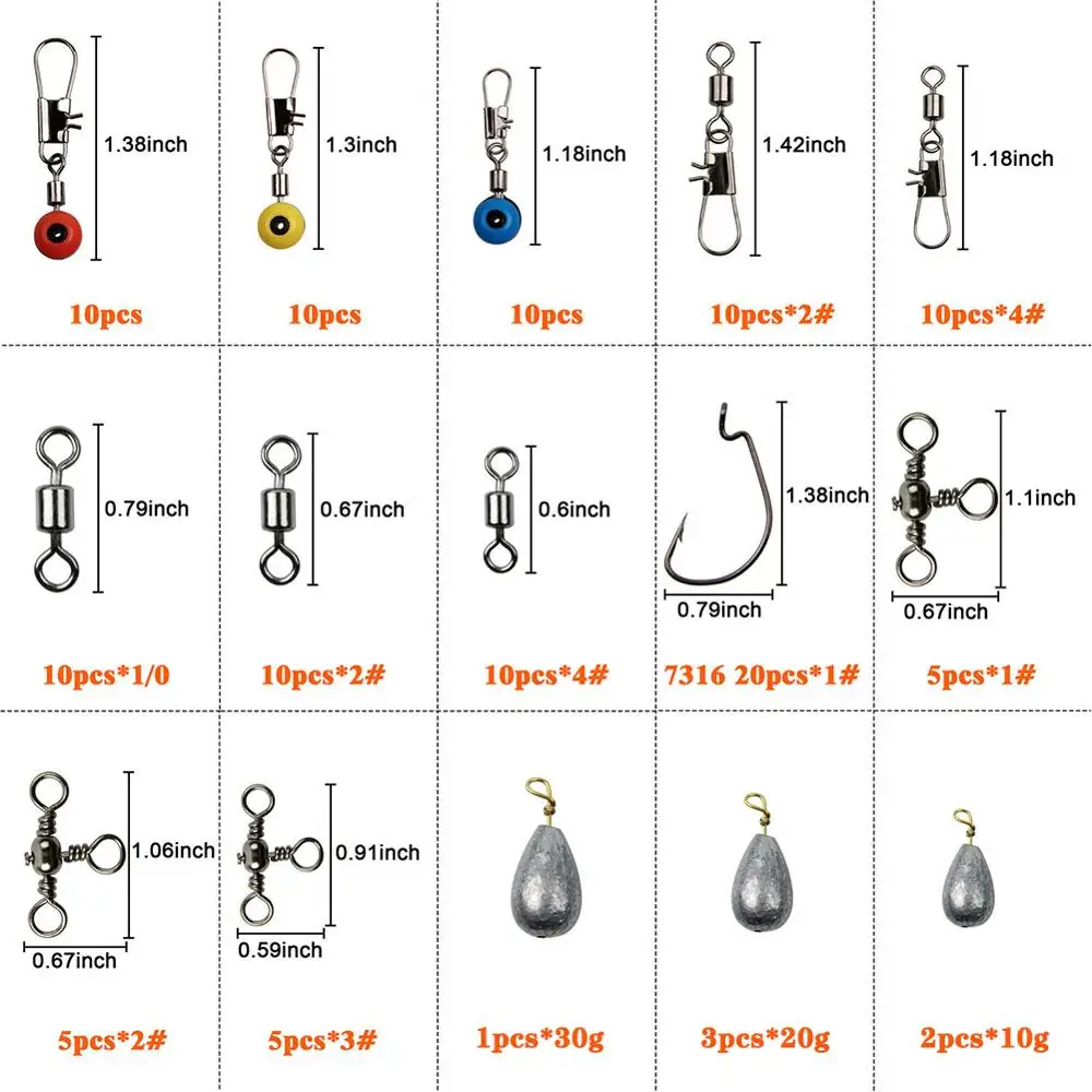 160 шт./корт. Набор рыболовных снастей включая джиг-крючки грузила для рыбалки
