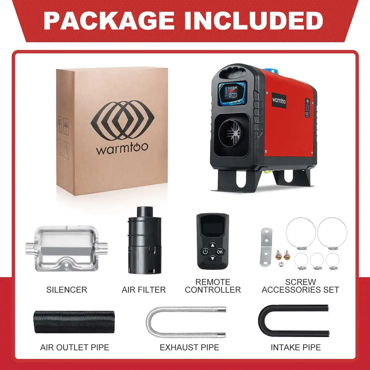 $130.34 Car Heater All In One 8KW 12V Air Diesel Parking Heater Single Hole Car Heater For RV Trucks Motor-Homes Boats Bus LCD Switch