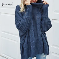 womens sweater korean fashion loose blue knitted long sleeve top sweater oversize womens turtleneck winter clothes women