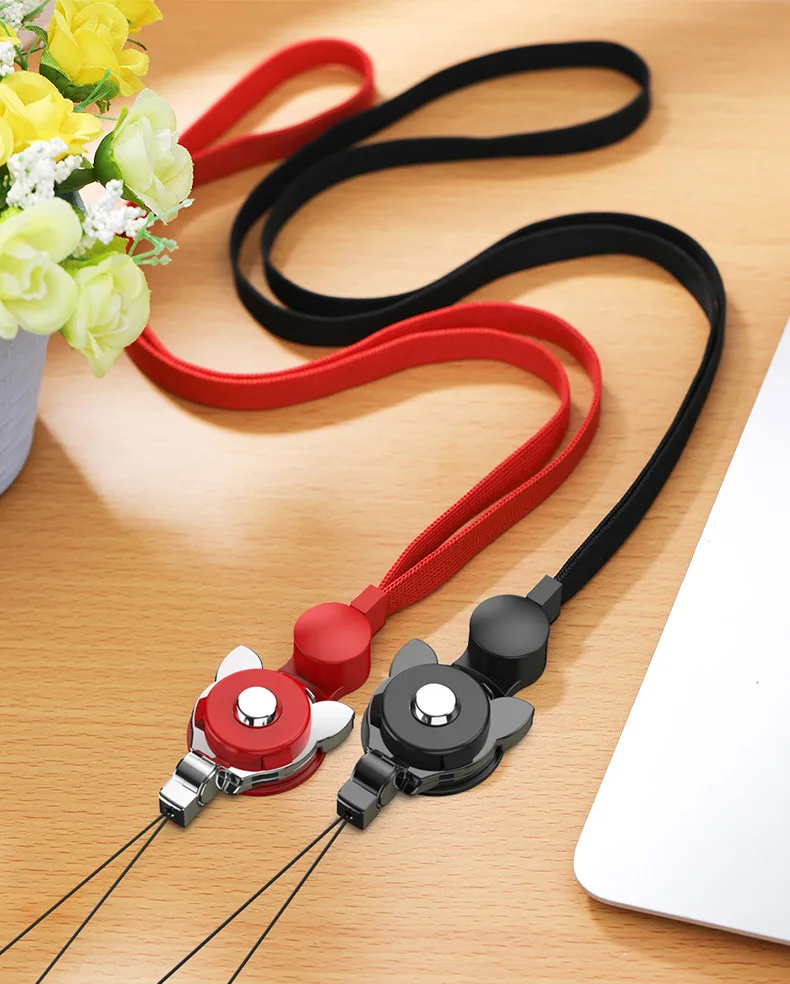 Очаровательный кот металлический держатель для пальца для мобильного телефона короткий ремешок на шею можно отсоединить.