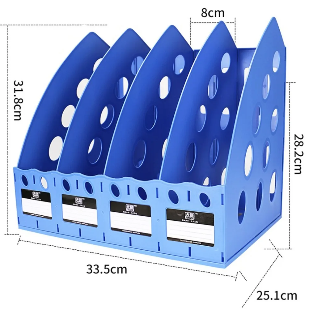 Пластиковая книжная полка TIANSE 4-секционная разделительная стойка для файлов