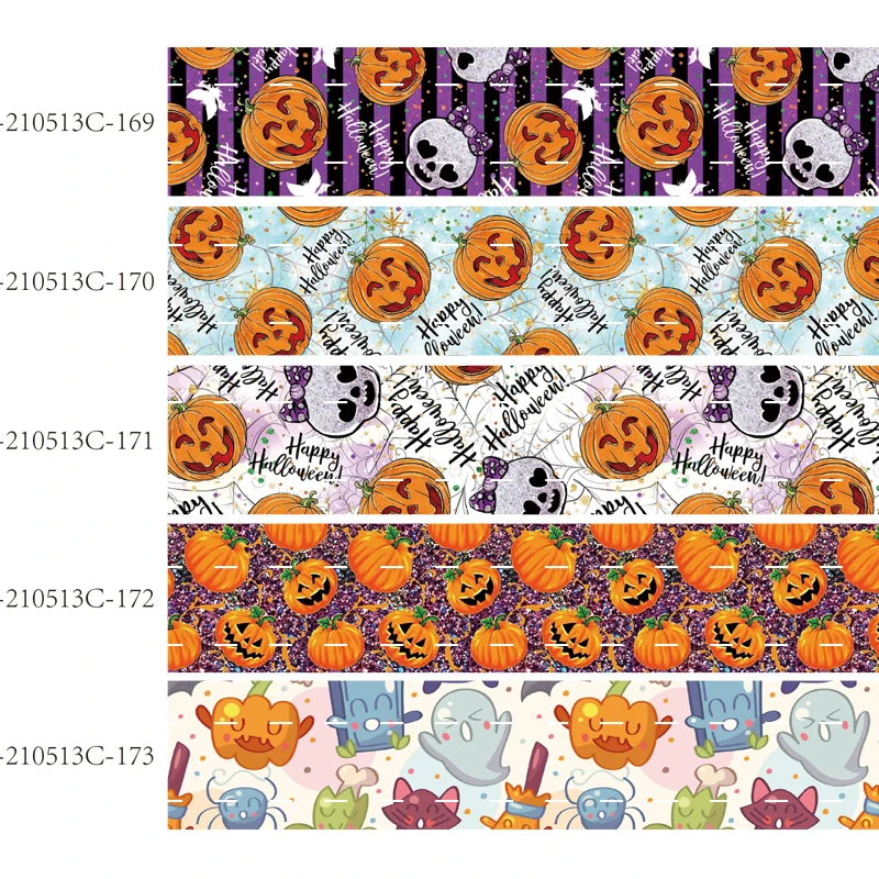 

(50 yards/lot) Happy Halloween style 22mm 25mm 38mm pumpkin and ghost printed grosgrain ribbon