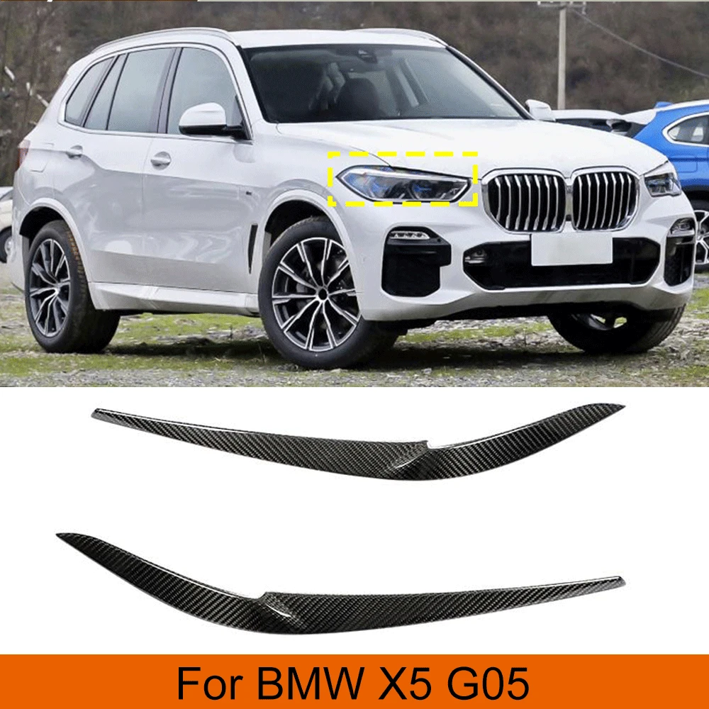 

Car Front Bumper Headlight Eyebrow Eyelid Covers For BMW X5 G05 2019 2020 2021 Car Headlight Eyebrow Cover Trims Dry Carbon