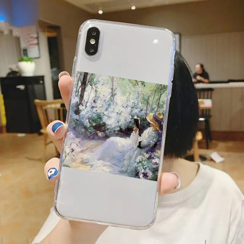 

Art oil painting beautiful fashion Phone Case Transparent soft For iphone 5 5s 5c se 6 6s 7 8 11 12 plus mini x xs xr pro max