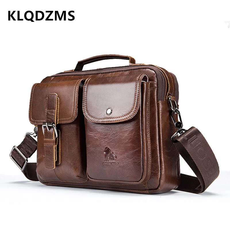 KLQDZMS Genuine Leather Men's Messenger Bag Business Briefcase Office Business Handbag Personalized  Travel Bag Hot Sell