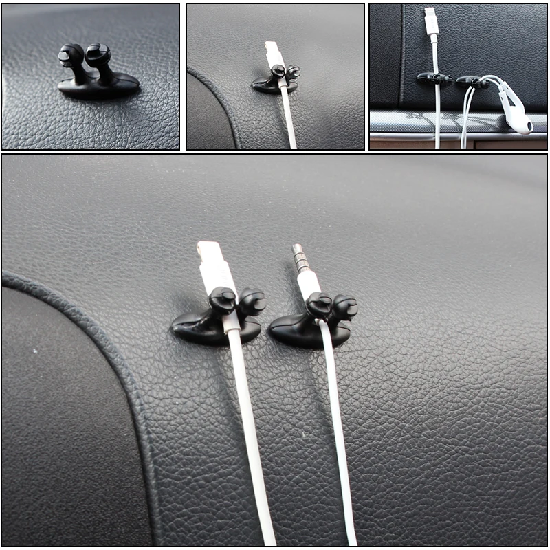 

BROSHOO Free Shipping Mini Adhesive Car Charger Line Clasp Clamp Headphone/USB Cable Clip Automobile Interior Accessories 8PCS