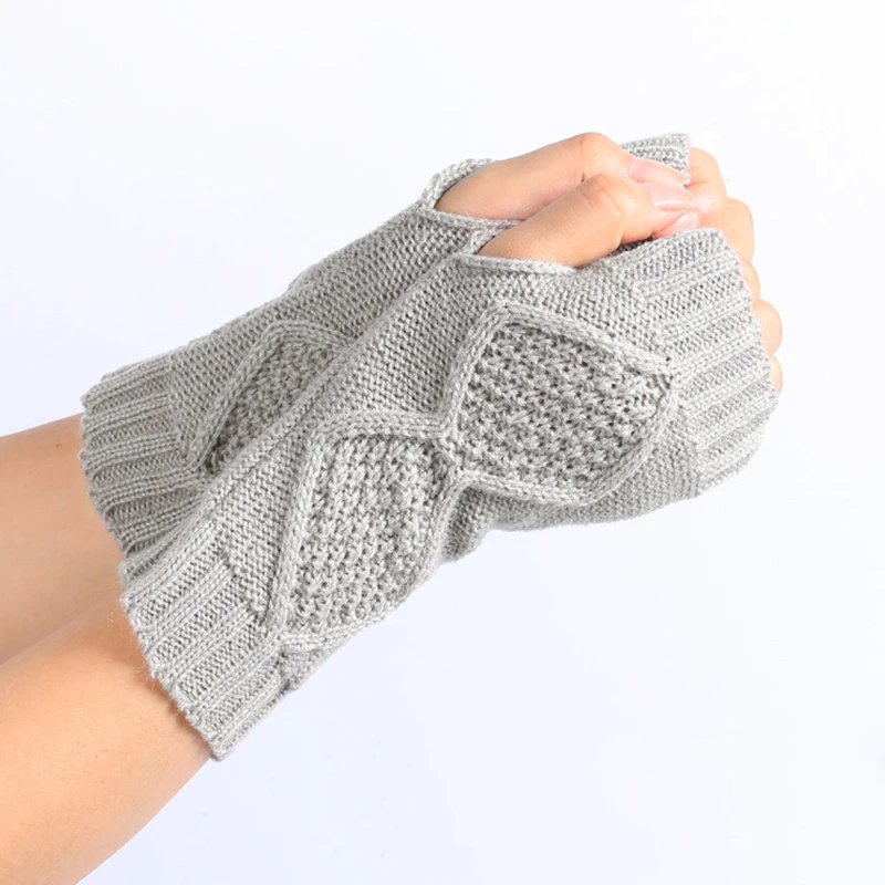 

Зимние уличные перчатки, однотонные мягкие перчатки для женщин и девушек, теплые рукавицы с открытыми пальцами, вязаные перчатки без пальце...