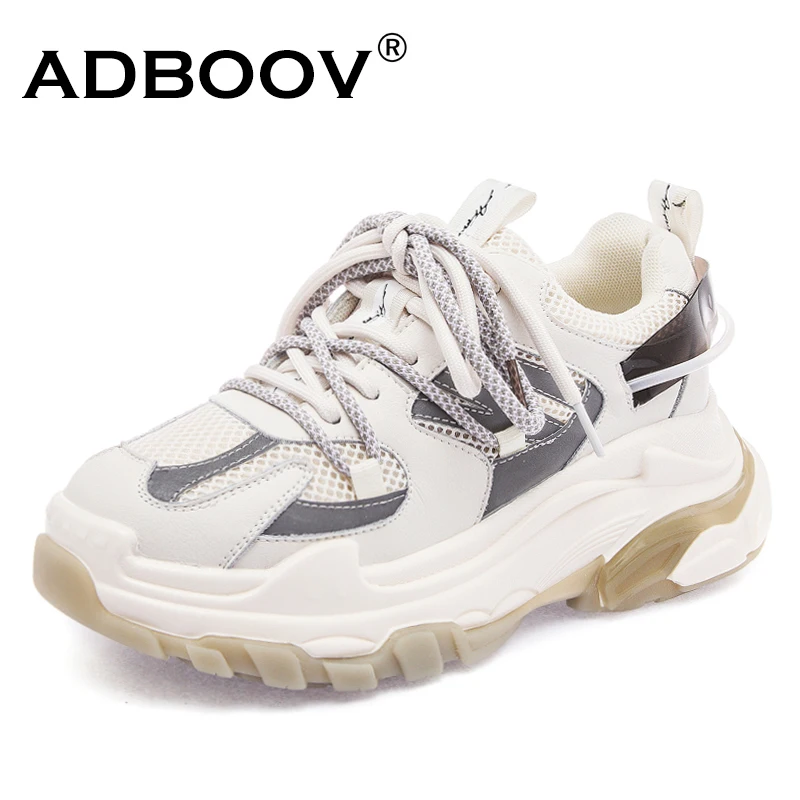 

ADBOOV/Новинка; Светоотражающие не сужающиеся книзу массивные кроссовки; Женская модная обувь для папы; Женские повседневные кроссовки из нат...