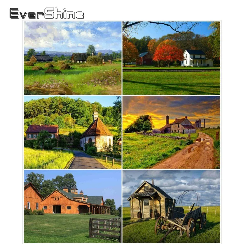 EverShine 5D Diamond Embroidery Full Round Rhinestones Mosaic Scenery Pictures Of Painting Rural | Дом и сад