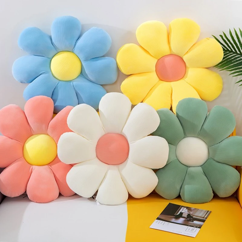 

Delicate Small Daisy Flower Chair Cushion Multi-colored Soft Comfortable Butt Mats Stretch Plush Fully Filled Household Items