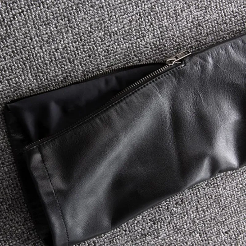 

Motorcycle Men Slim Cowhide Trousers Brand Windproof 100% Real Leather Skinny Pants Street Punk Black Zipper Pants Plus Size 4XL