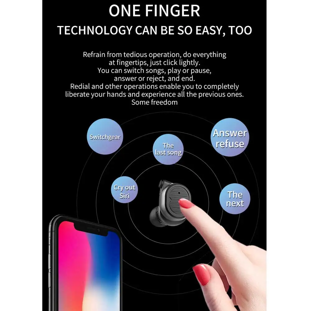 Bluetooth беспроводные наушники настоящие стерео звуковые гарнитуры с защитой от