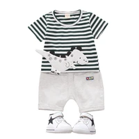 summer children casual clothes baby boys striped t shirt shorts 2pcssets kids infant girls clothing toddler cartoon tracksuit