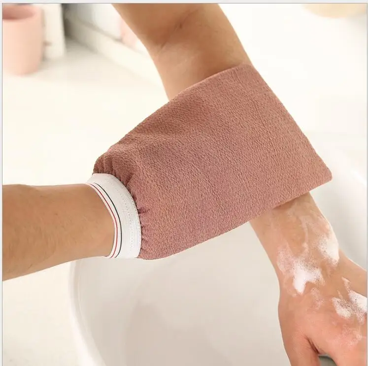 Exfoliante de ducha para Spa, guante de ba&ntilde;o de dos caras, limpieza corporal, frotar, eliminaci&oacute;n de piel muerta, Color aleatorio, 500 Uds., venta al por mayor-1