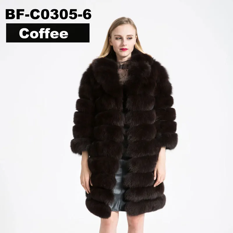 0305C06 FURSARCAR отстегивающееся натуральное меховое пальто для женщин, зимнее плотное пальто из лисьего меха с большим меховым воротником, роскошная полоска из натурального меха соболя - Цвет: 0305C06