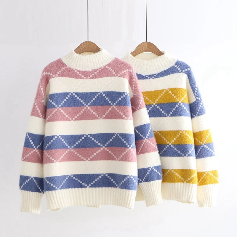 2019 элегантный дизайн осень Для женщин девушки Мори плед свободный свитер с