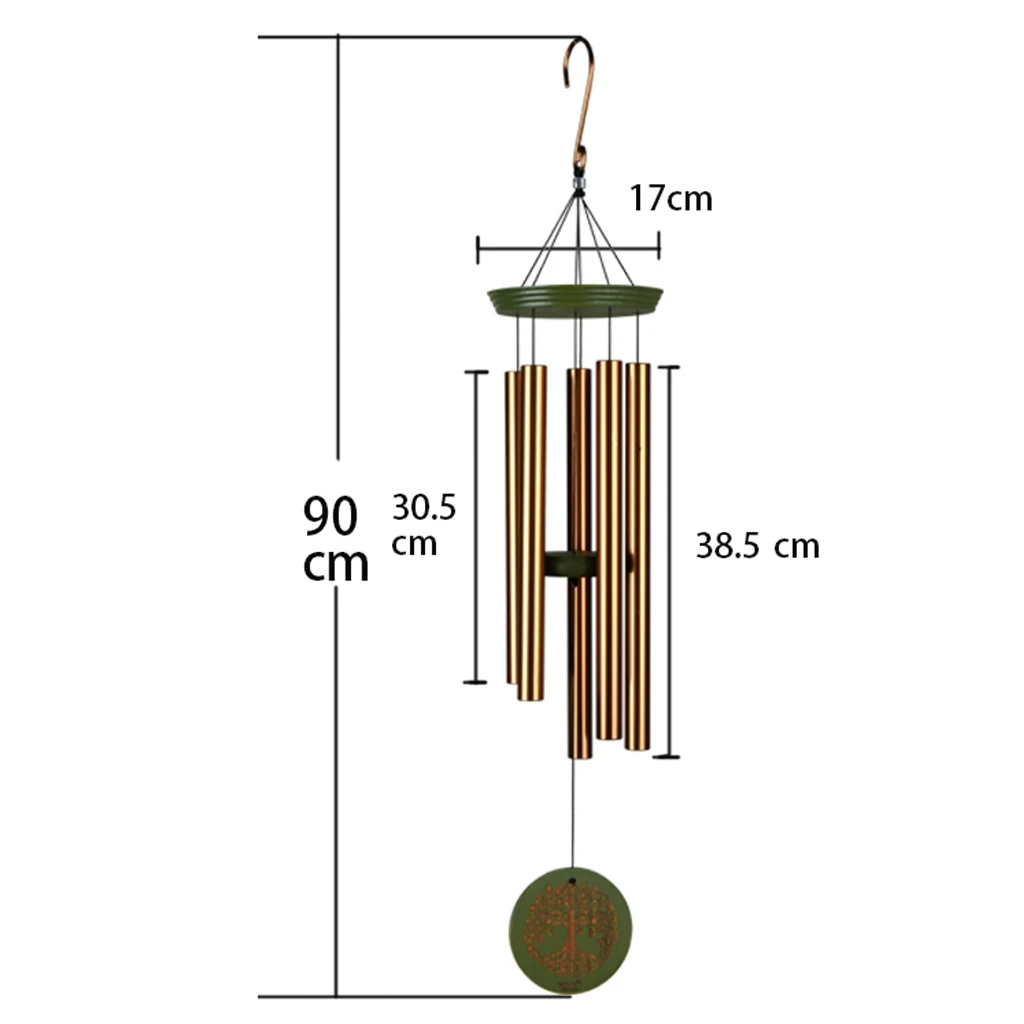 

Large Metal Wind Chimes Outdoor, 36'' Garden Windchimes with 5 Tubes for Patio and Terrace Hanging Decoration
