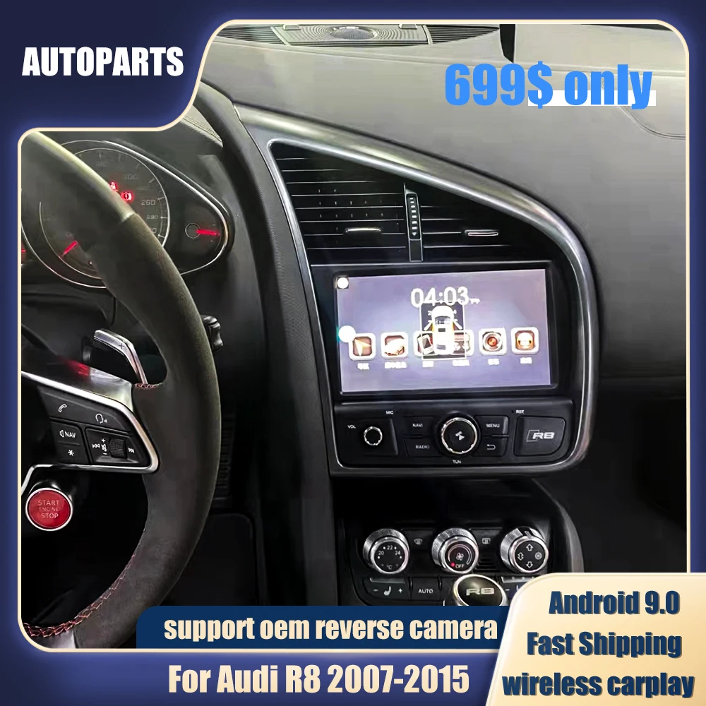 $999.00 Car radio Android 9 For Audi R8 V10 2007-2015 Car Radio Bluetooth With Screen Player GPS Navi Stereo Head Unit IPS Screen Caplay