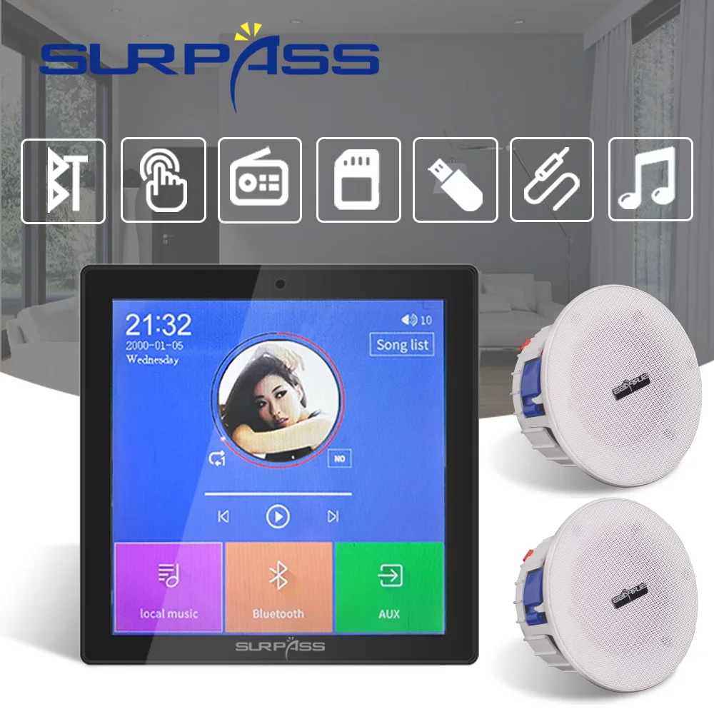 Усилитель мощности Цифровой Fm-радио Smart BT Hi-Fi 20 Вт потолочный динамик музыкальная